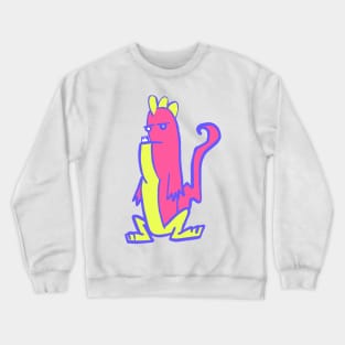 Roaring Fun: Playful Pink and Yellow Dinosaur Crewneck Sweatshirt